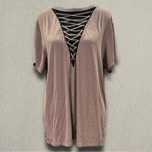 EXPRESS DEEP V NECK TEE SIZE: LARGE